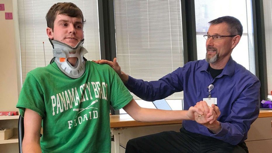 Tanner Collins had one-sixth of his brain removed to extract a tumour and stop his seizures